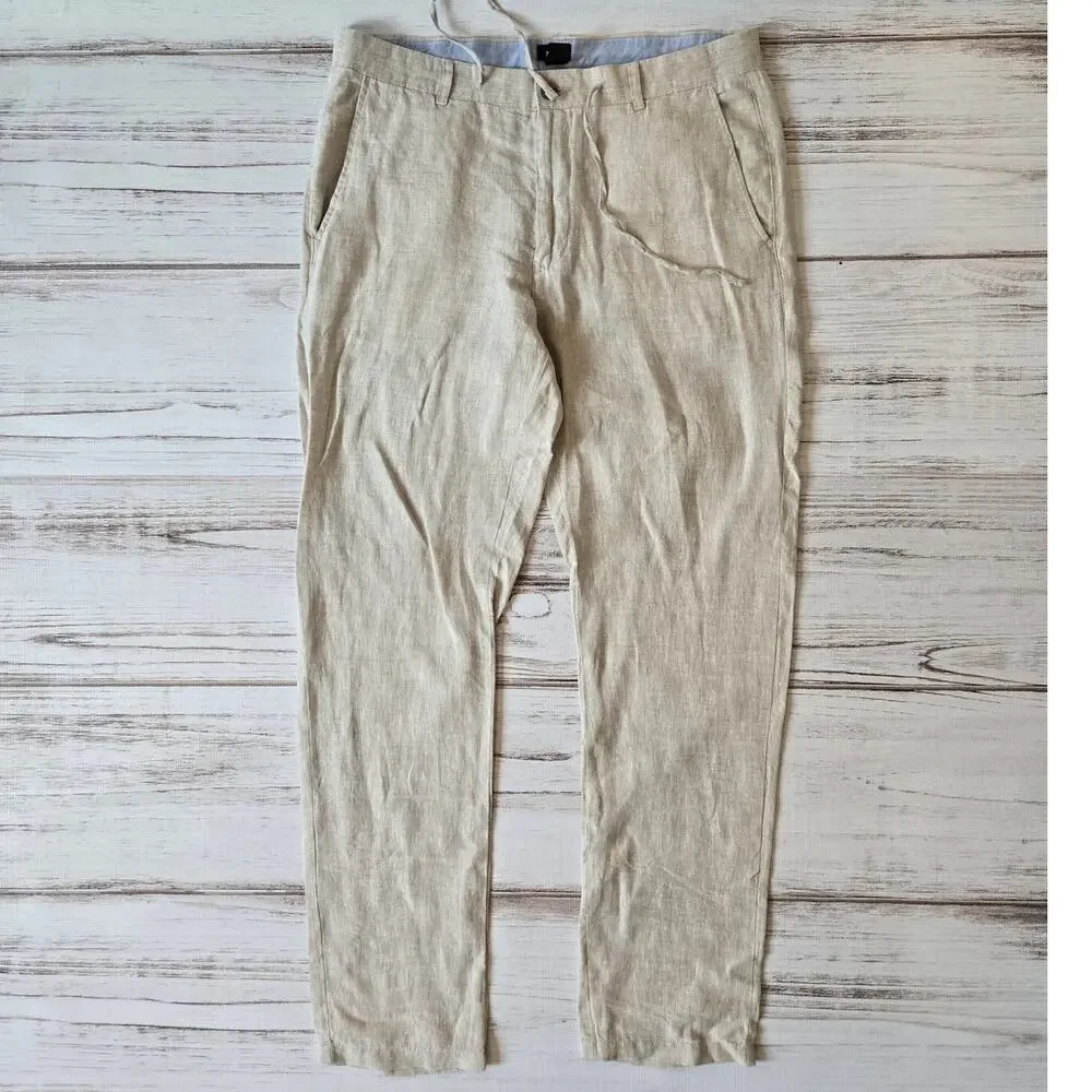 H&M Men's Beige Linen Pants sz 36R